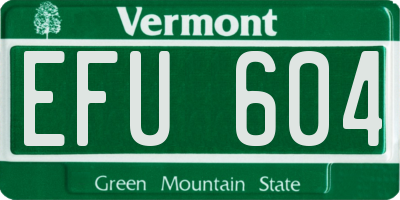 VT license plate EFU604