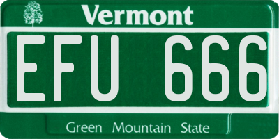 VT license plate EFU666