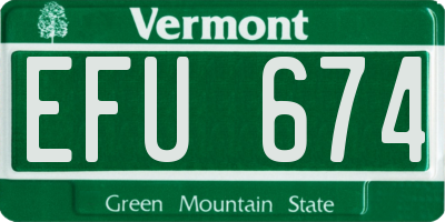 VT license plate EFU674