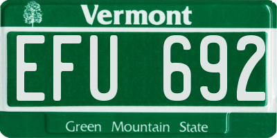VT license plate EFU692