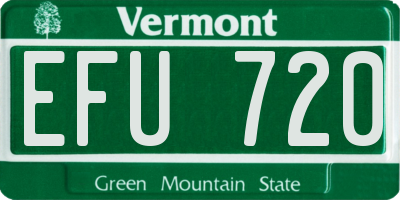 VT license plate EFU720