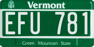VT license plate EFU781