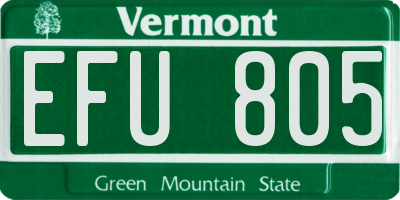 VT license plate EFU805