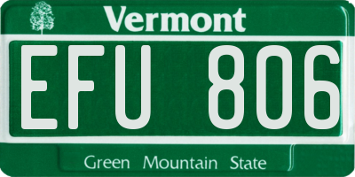 VT license plate EFU806