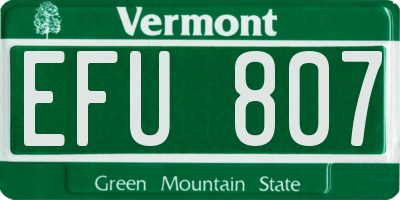 VT license plate EFU807