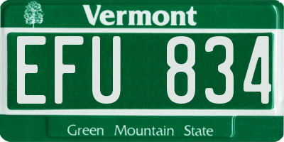 VT license plate EFU834