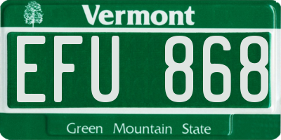 VT license plate EFU868