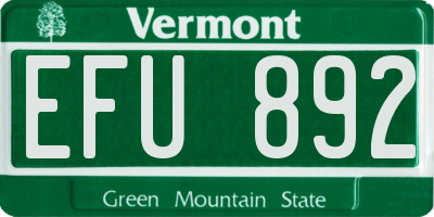 VT license plate EFU892