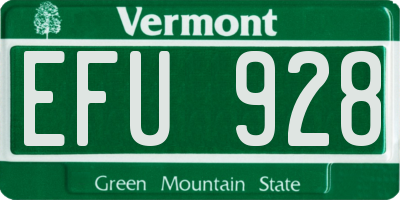 VT license plate EFU928
