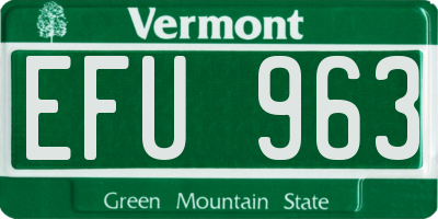 VT license plate EFU963