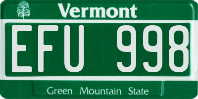 VT license plate EFU998