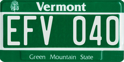 VT license plate EFV040