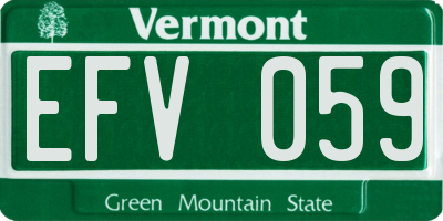 VT license plate EFV059