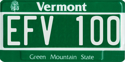 VT license plate EFV100