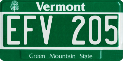 VT license plate EFV205