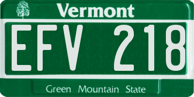 VT license plate EFV218