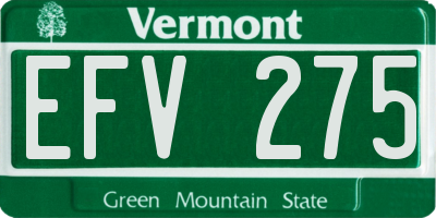 VT license plate EFV275