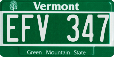 VT license plate EFV347