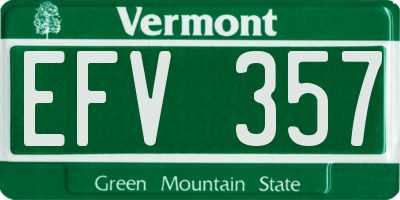 VT license plate EFV357