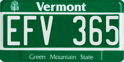 VT license plate EFV365