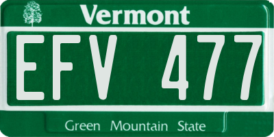 VT license plate EFV477