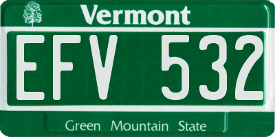 VT license plate EFV532