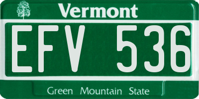 VT license plate EFV536