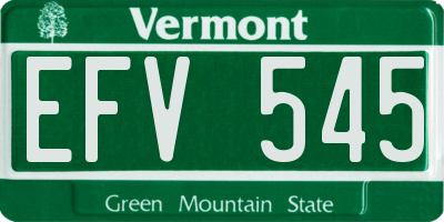 VT license plate EFV545