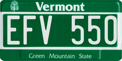 VT license plate EFV550