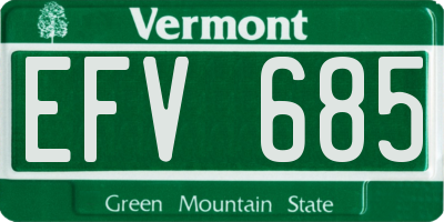 VT license plate EFV685