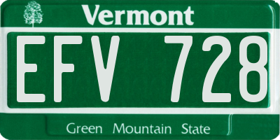VT license plate EFV728