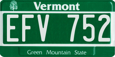 VT license plate EFV752