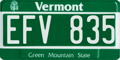 VT license plate EFV835
