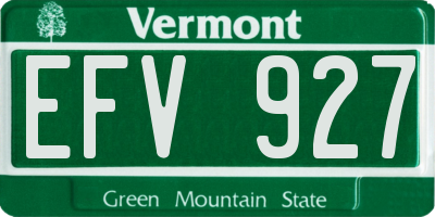 VT license plate EFV927