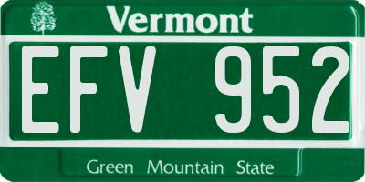 VT license plate EFV952