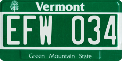 VT license plate EFW034