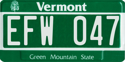 VT license plate EFW047