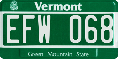 VT license plate EFW068