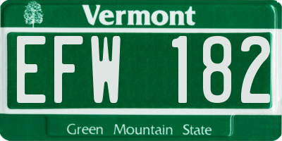 VT license plate EFW182