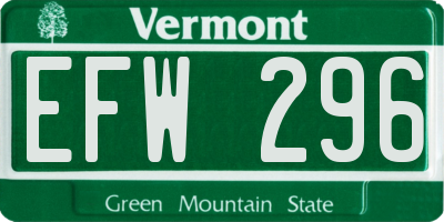 VT license plate EFW296