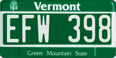 VT license plate EFW398
