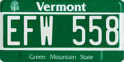 VT license plate EFW558