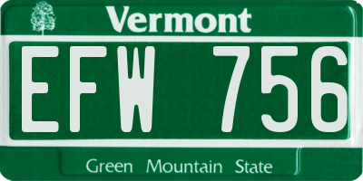 VT license plate EFW756
