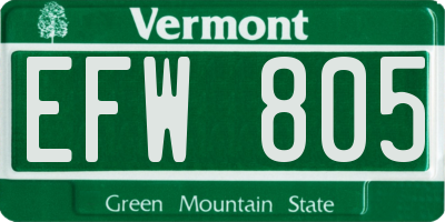 VT license plate EFW805
