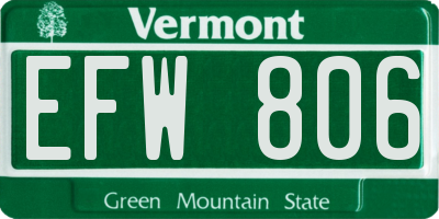 VT license plate EFW806