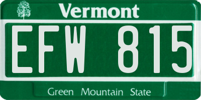 VT license plate EFW815