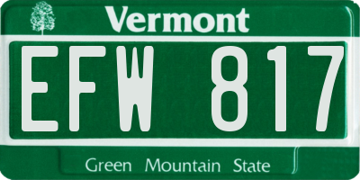 VT license plate EFW817