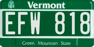 VT license plate EFW818
