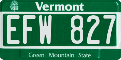 VT license plate EFW827