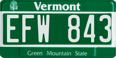 VT license plate EFW843